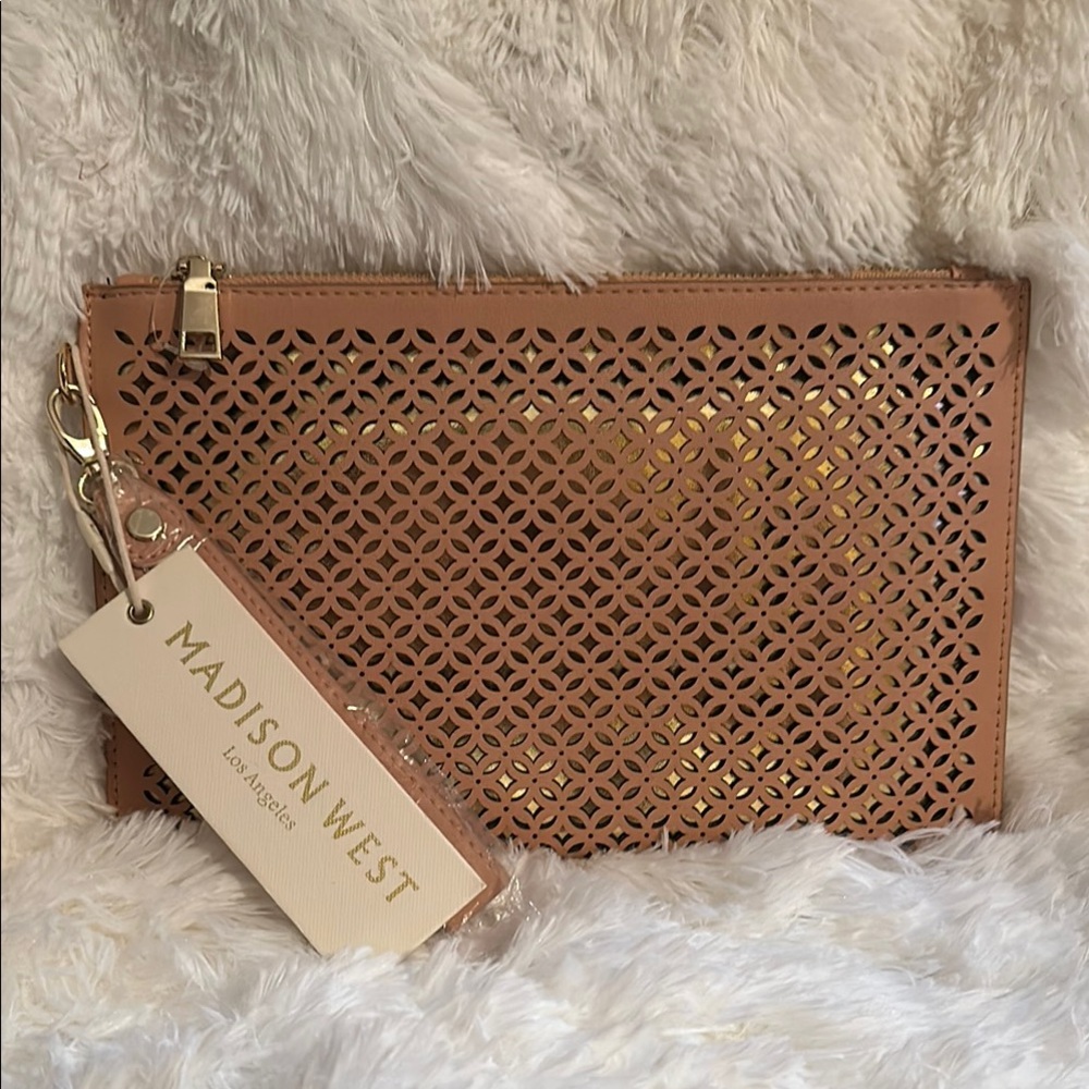 Madison West Tan Cut-Out Clutch